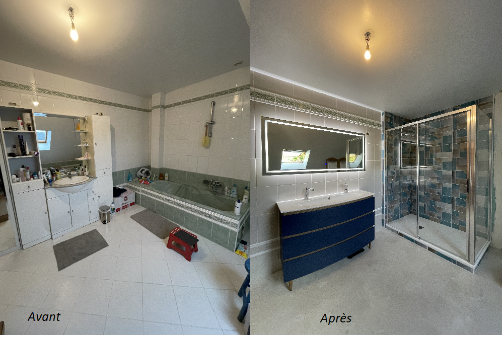 Renovation douche avant et apres